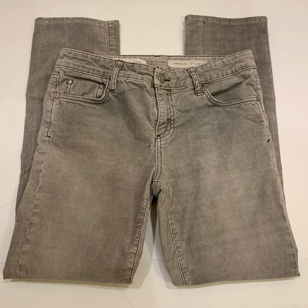 Anthropologie Pilcro Grey Corduroy Parallel Pants 27
